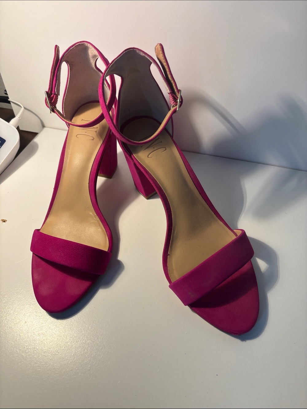 INC International Concepts Fuchsia Block Heel Sandals